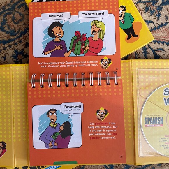 Learning Spanish Tutorial See, Hear, Say & Learn Spanish: 4 week CD & Book Set - Picture 4 of 4